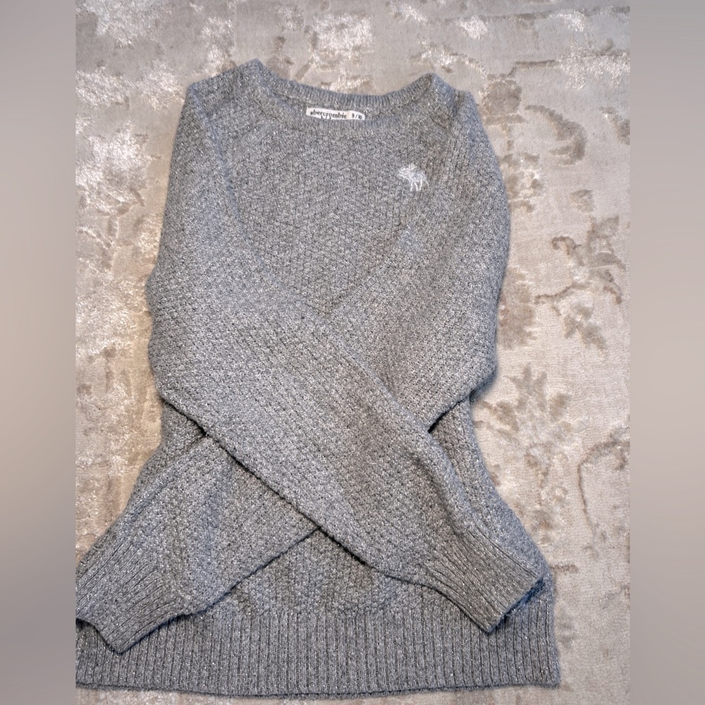 Abercrombie Kids Gray Crew Neck Sweater Ribbed Knit